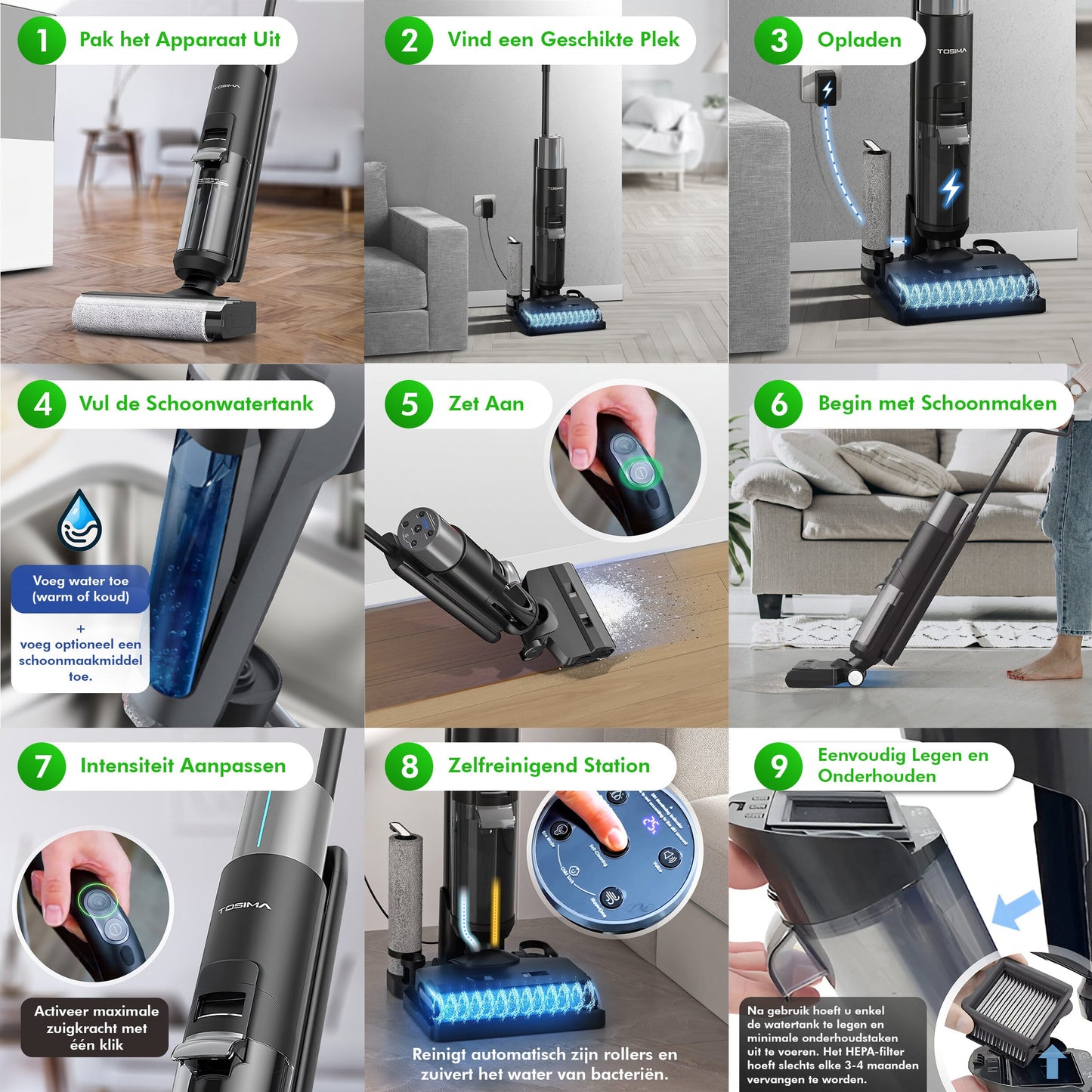 Tosima ZV3 Multi 3-in-1 Stick Vacuum with Mopping - ZenVacu