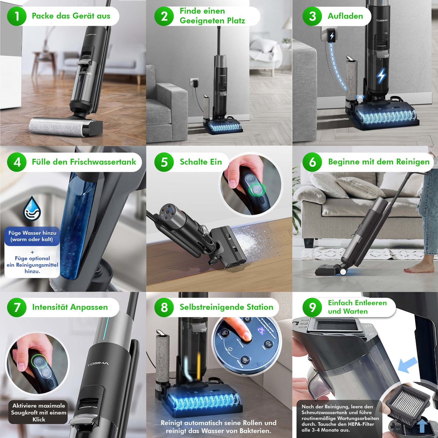 Tosima ZV3 Multi 3-in-1 Stick Vacuum with Mopping - ZenVacu