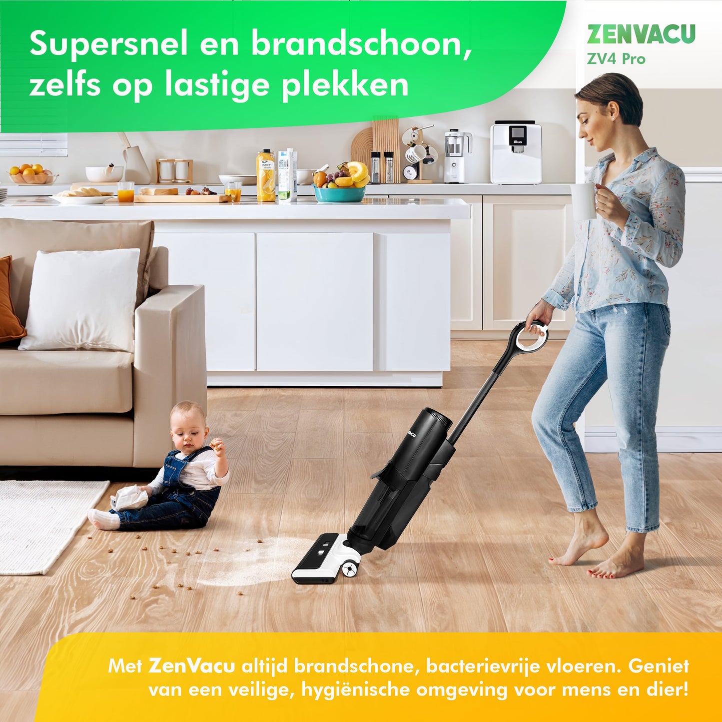 ZenVacu ZV4 Pro Steelstofzuiger met Dweilfunctie