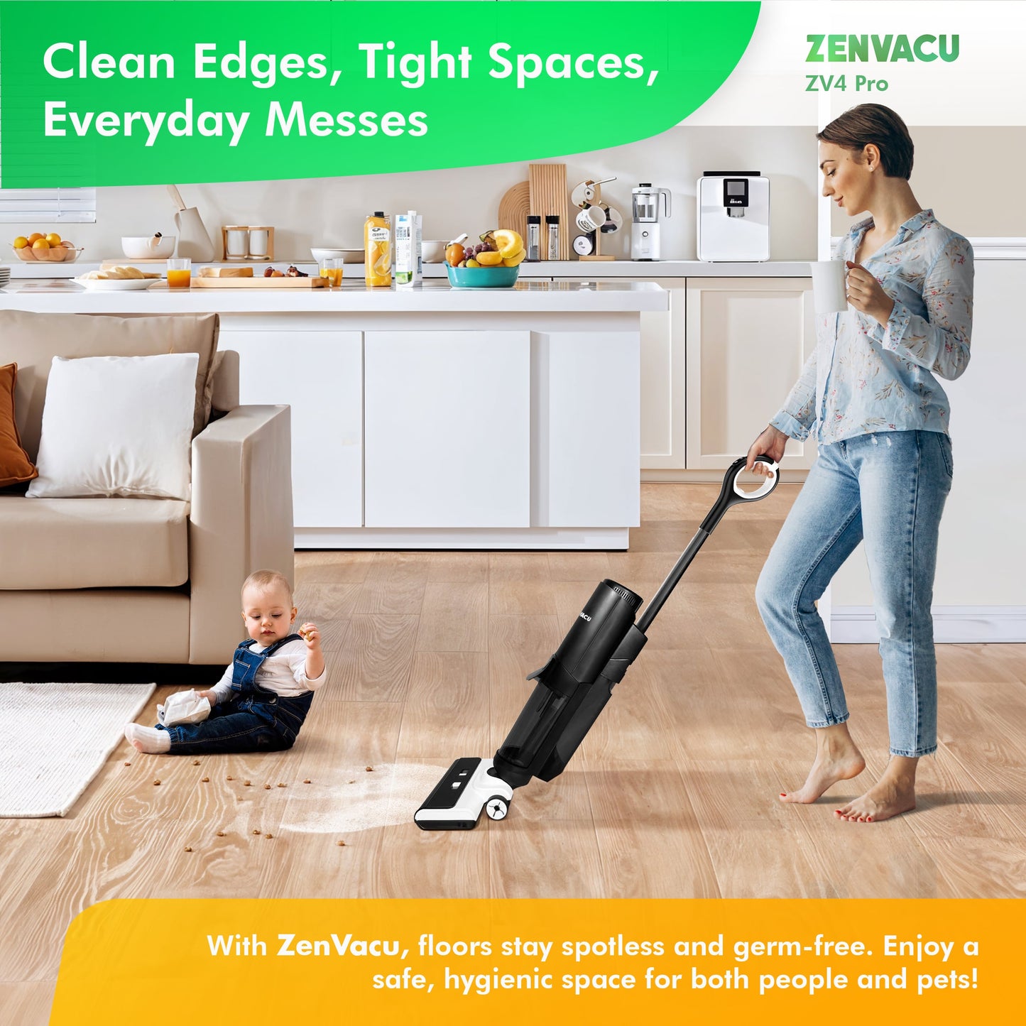 ZenVacu ZV4 Pro Steelstofzuiger met Dweilfunctie