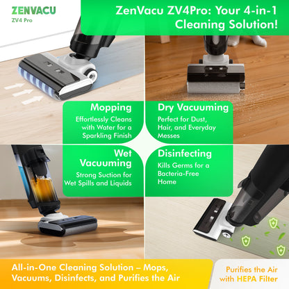 ZenVacu ZV4 Pro Steelstofzuiger met Dweilfunctie