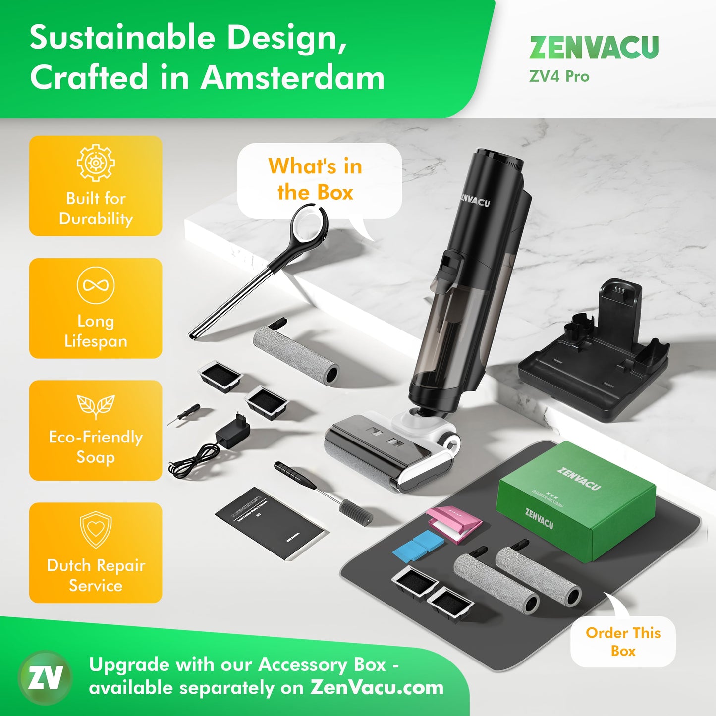 ZenVacu ZV4 Pro Steelstofzuiger met Dweilfunctie