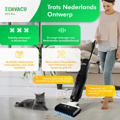 ZenVacu ZV4 Pro Steelstofzuiger met Dweilfunctie