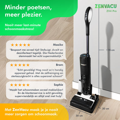 ZenVacu ZV4 Pro Steelstofzuiger met Dweilfunctie