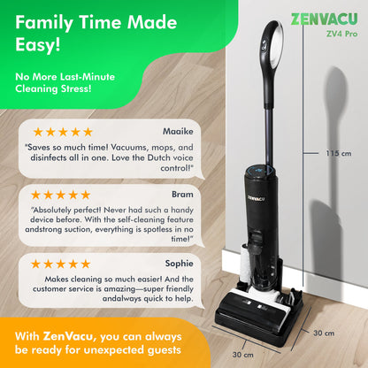 ZenVacu ZV4 Pro Steelstofzuiger met Dweilfunctie
