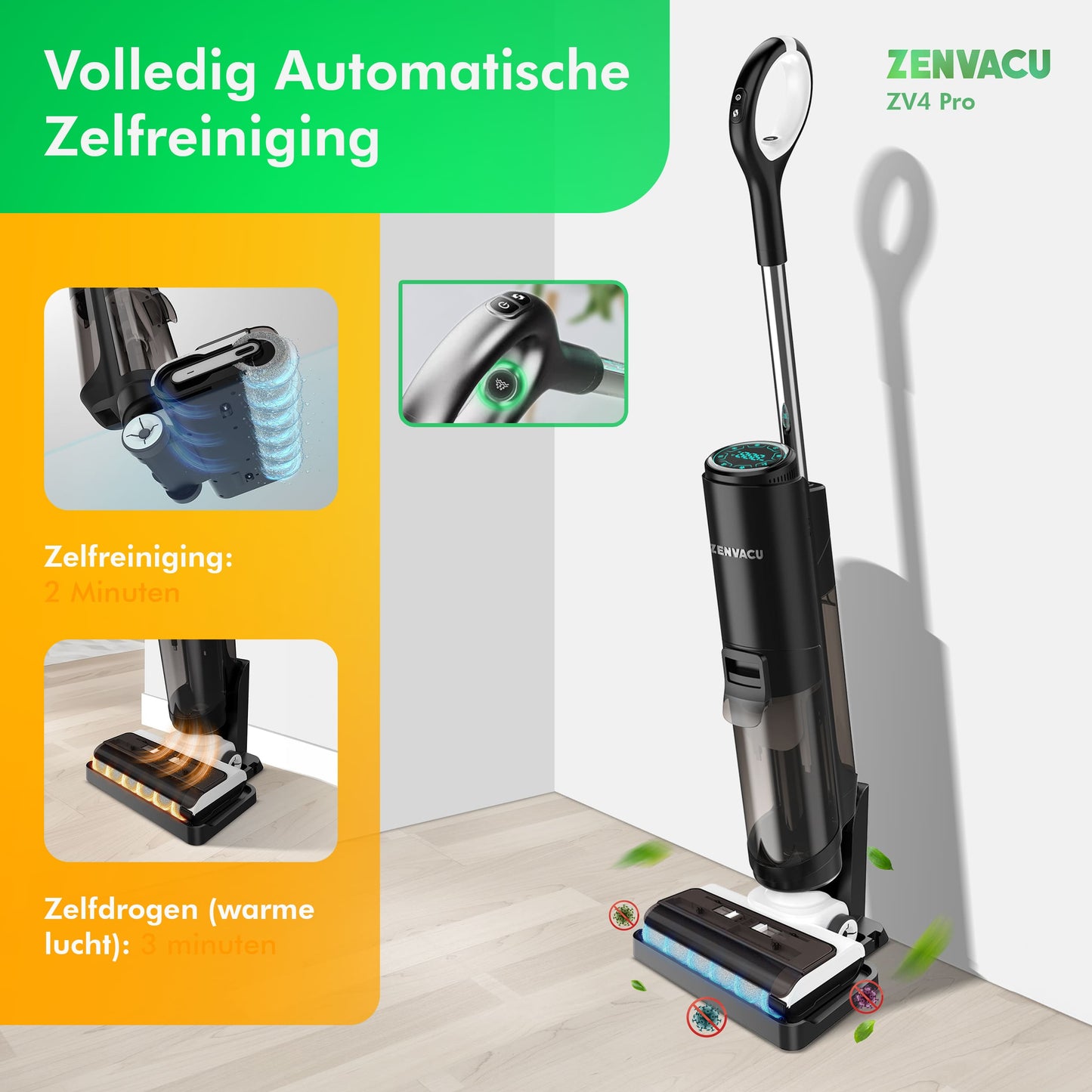 ZenVacu ZV4 Pro Steelstofzuiger met Dweilfunctie