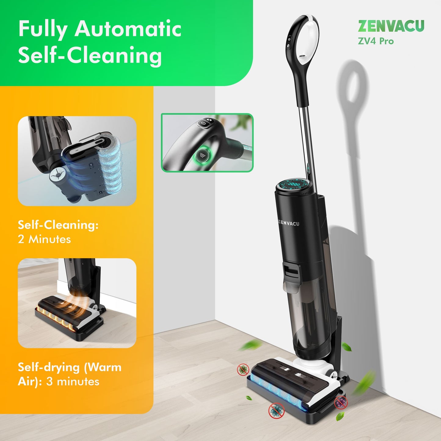 ZenVacu ZV4 Pro Steelstofzuiger met Dweilfunctie